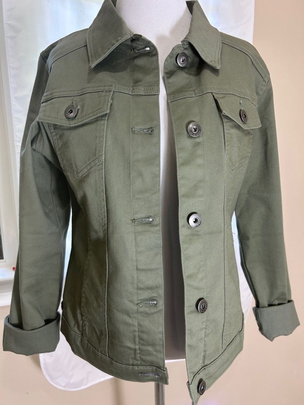 Wrangler Olive Green Denim-Style Jacket